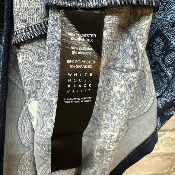 WHITE House Black Market dress women’s size medium blue paisley 3/4 sleeves - Picture 2 of 6